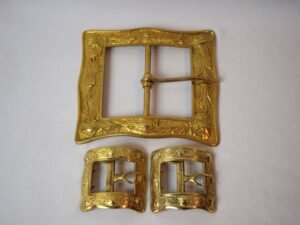 Solid Cast Brass Thistle Buckle for 4 inch belt with Matching Boot Buckles.